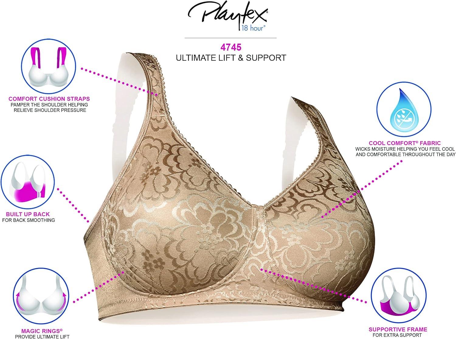 imagePLAYTEX 18 Hour Ultimate Lift and Support WireFree BraBlackBlack 2pack