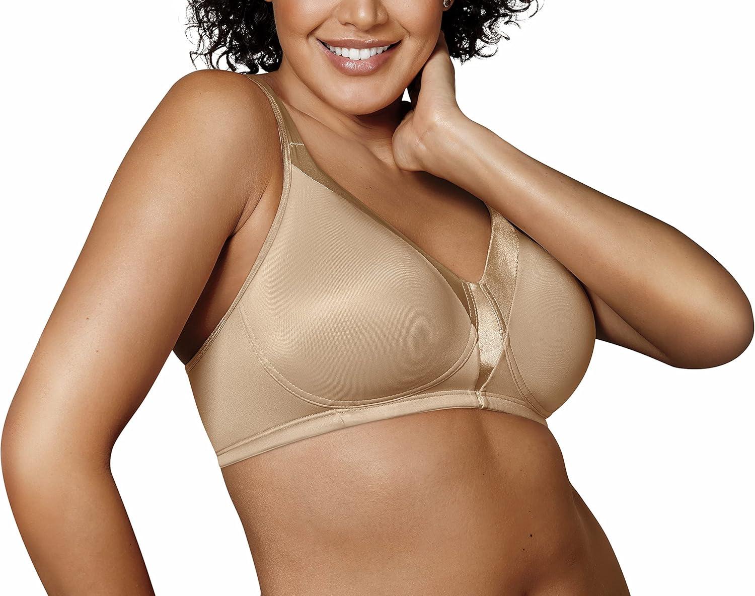 imagePLAYTEX Womens 18 Hour Silky Soft Wireless Bra Smoothing FullCoverage TShirt Bra Single and 2Pack2 Pack Nude