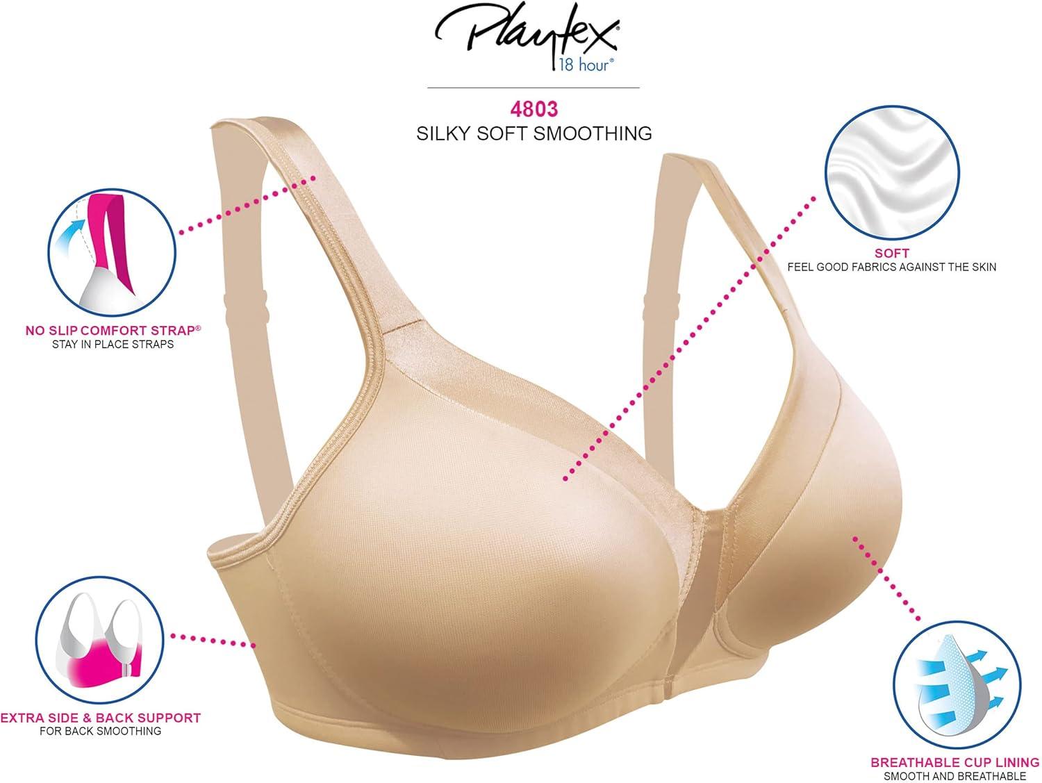 imagePLAYTEX Womens 18 Hour Silky Soft Wireless Bra Smoothing FullCoverage TShirt Bra Single and 2Pack2 Pack Nude