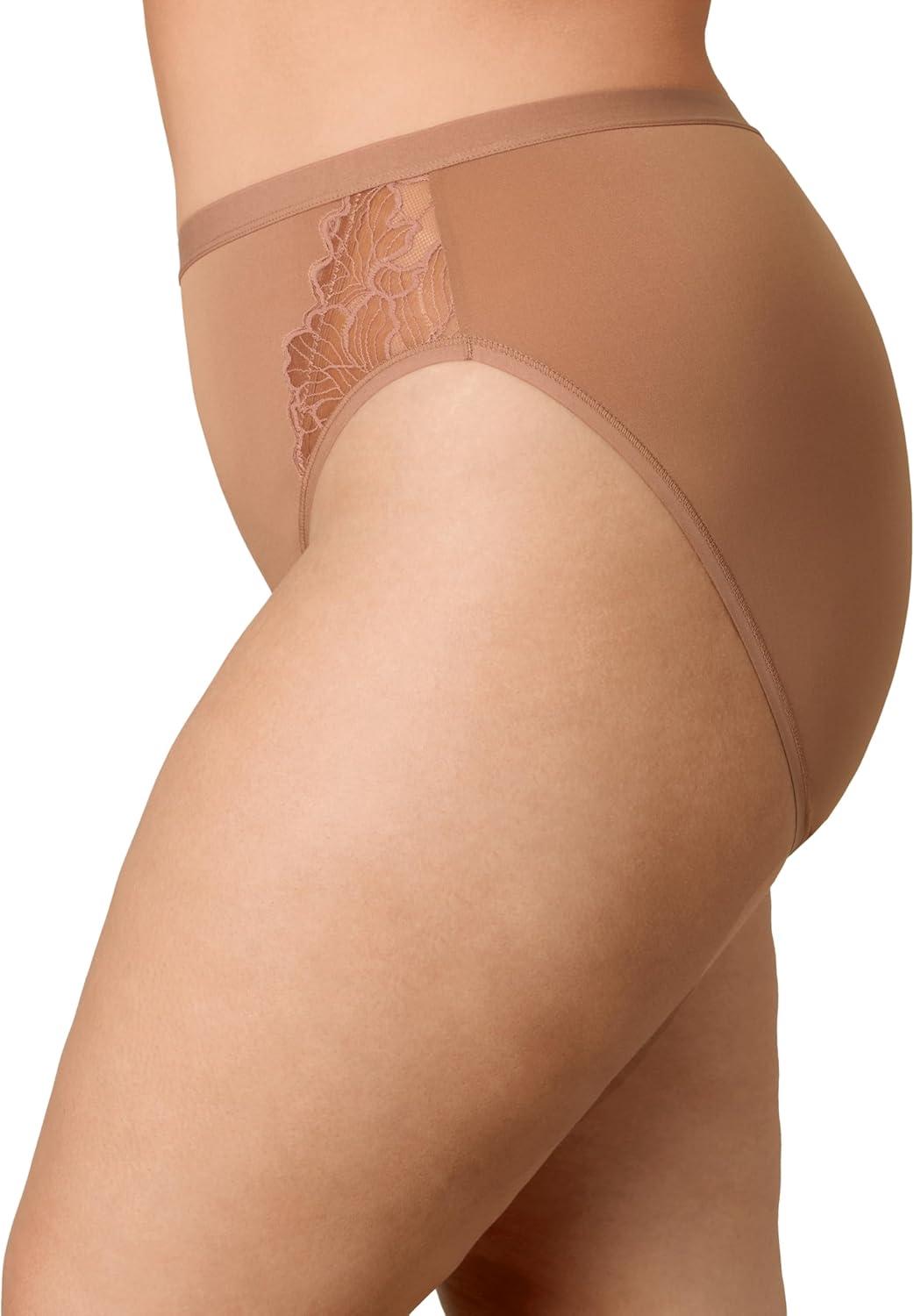 imagePLAYTEX Womens Microfiber Underwear wHigh Cut 3Pack Plus Size Panties Available Cool Comfort StayPut DesignDark Iced BrownBronzed ChestnutDressed in Black