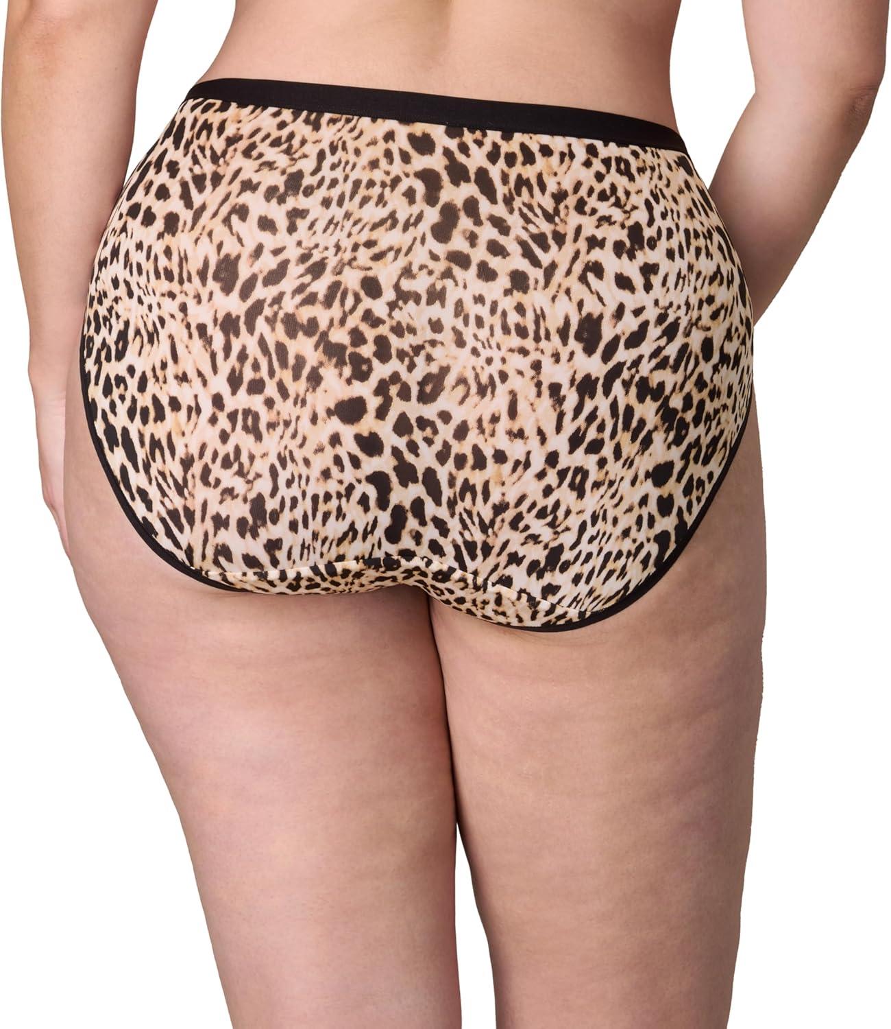 imagePLAYTEX Womens Microfiber Underwear wHigh Cut 3Pack Plus Size Panties Available Cool Comfort StayPut DesignHeirloom White Leo PrintDressed in BlackDressed in Black