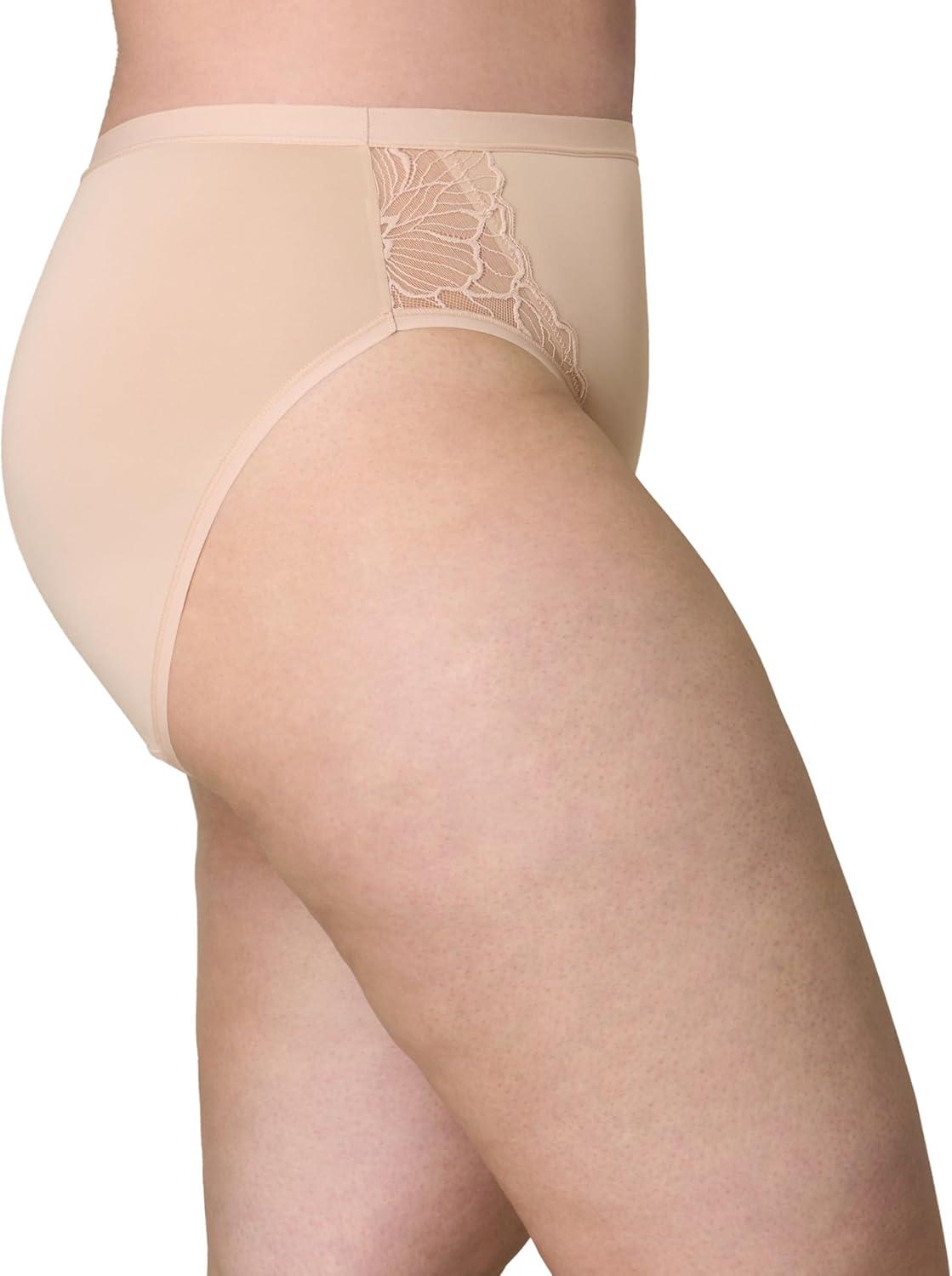 imagePLAYTEX Womens Microfiber Underwear wHigh Cut 3Pack Plus Size Panties Available Cool Comfort StayPut DesignHeirloom WhiteAlmondAlmond