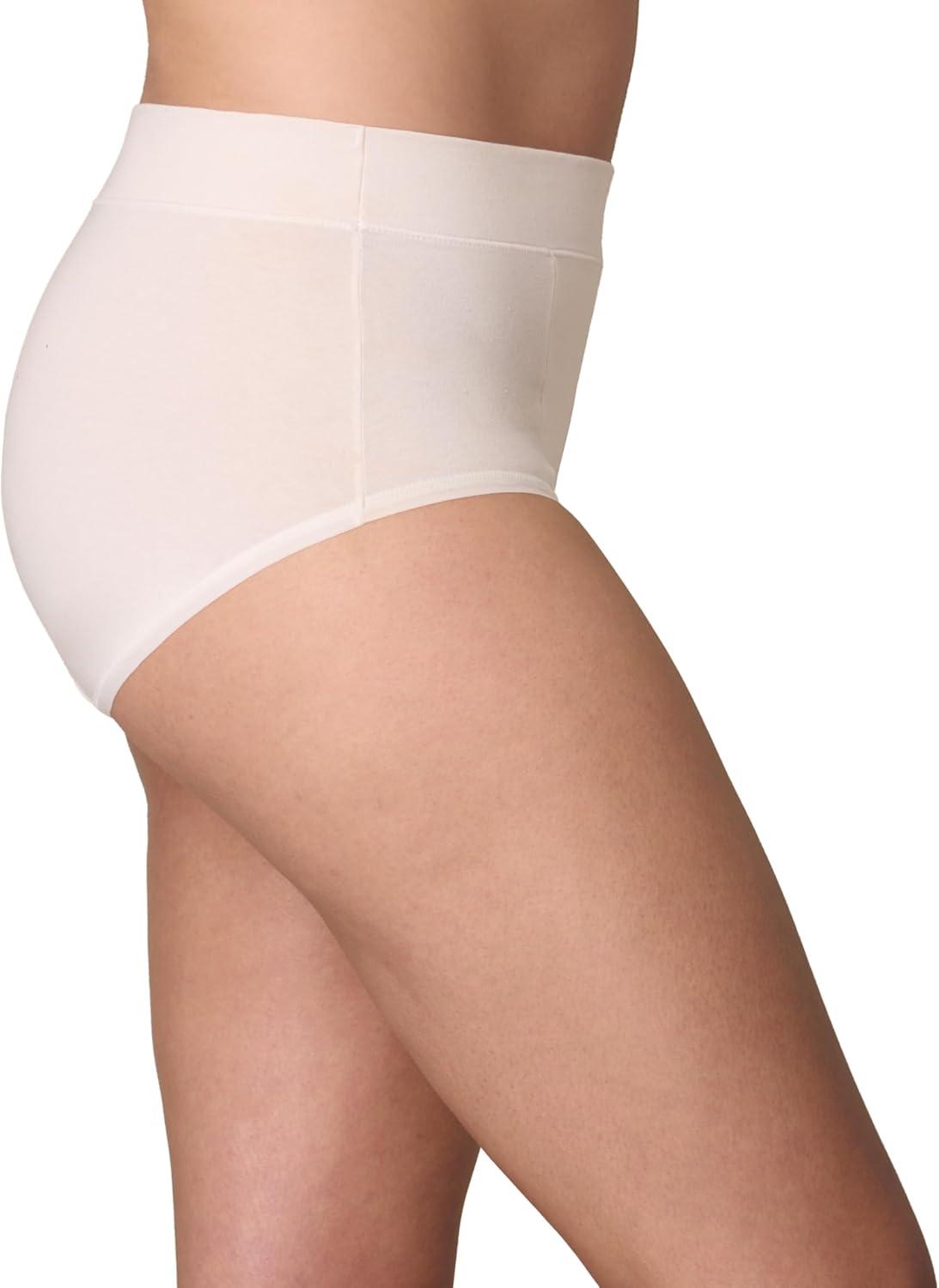 imagePLAYTEX Womens Underwear with Tummy Control 3Pack Cotton Stretch Plus Size Panties Available Smoothing WickingHeirloom WhiteAlmondAlmond
