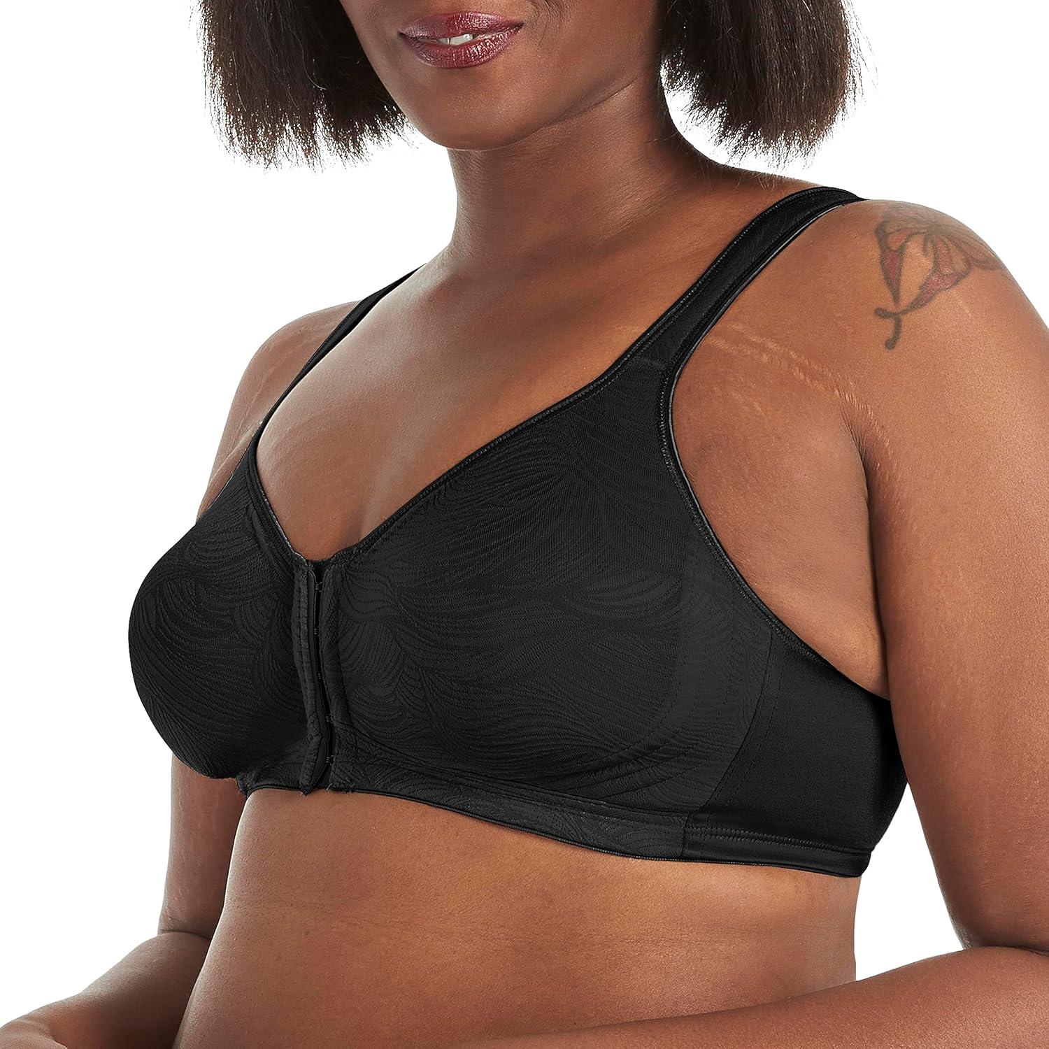 imagePLAYTEX Womens Wireless Bra 18 Hour PlusSize Bras Available Front Close Extra Back Support E525 Single or 2PackBlack