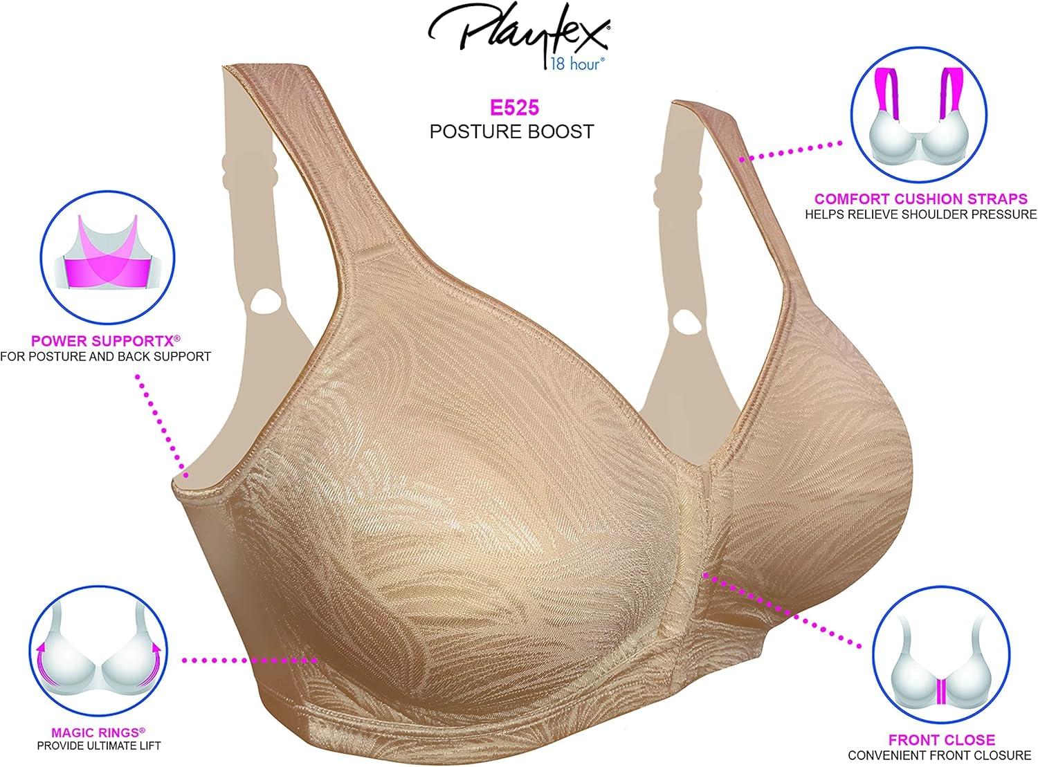 imagePLAYTEX Womens Wireless Bra 18 Hour PlusSize Bras Available Front Close Extra Back Support E525 Single or 2PackLight Beige