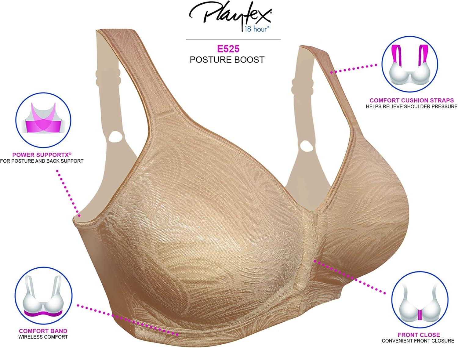 imagePLAYTEX Womens Wireless Bra 18 Hour PlusSize Bras Available Front Close Extra Back Support E525 Single or 2PackLight Beige