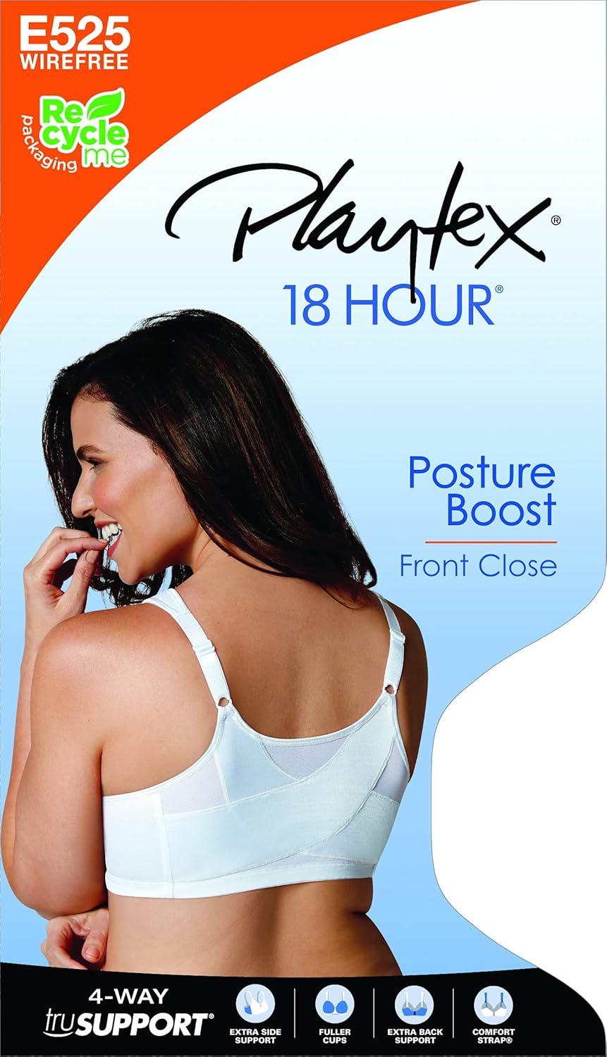 imagePLAYTEX Womens Wireless Bra 18 Hour PlusSize Bras Available Front Close Extra Back Support E525 Single or 2PackLight Beige