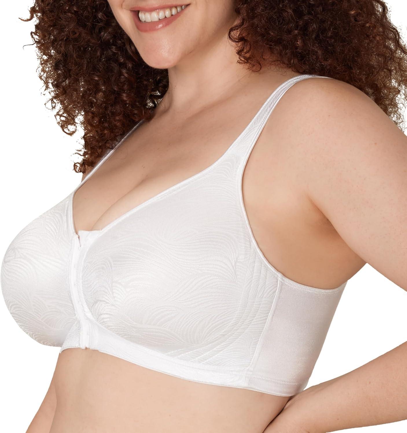 imagePLAYTEX Womens Wireless Bra 18 Hour PlusSize Bras Available Front Close Extra Back Support E525 Single or 2PackWhiteLight Beige 2 Pack