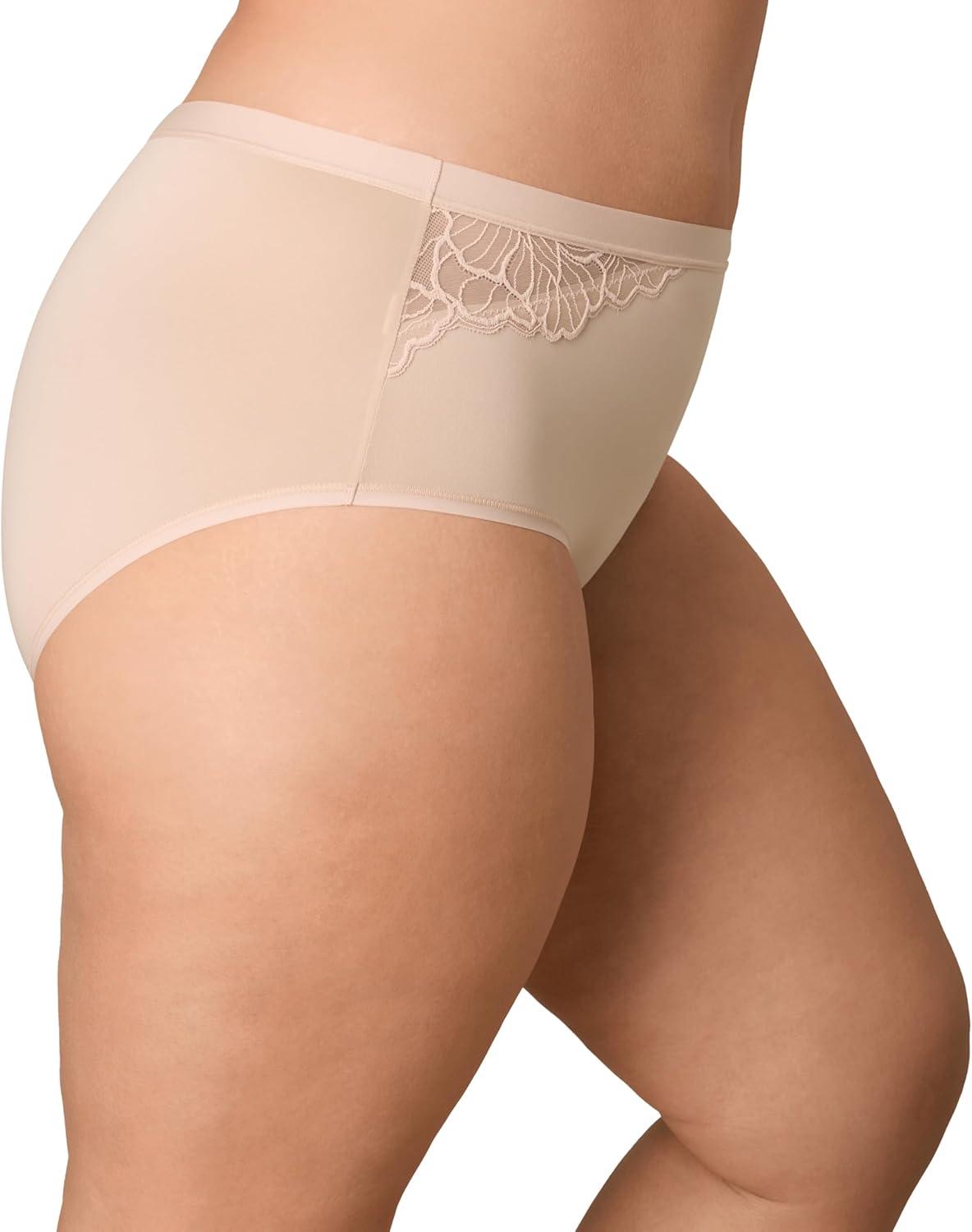 imagePLAYTEX womens Microfiber Hipster Underwear Pack Plussize Underwear Available Full Coverage Moisturewicking 3packHeirloom WhiteAlmondAlmond