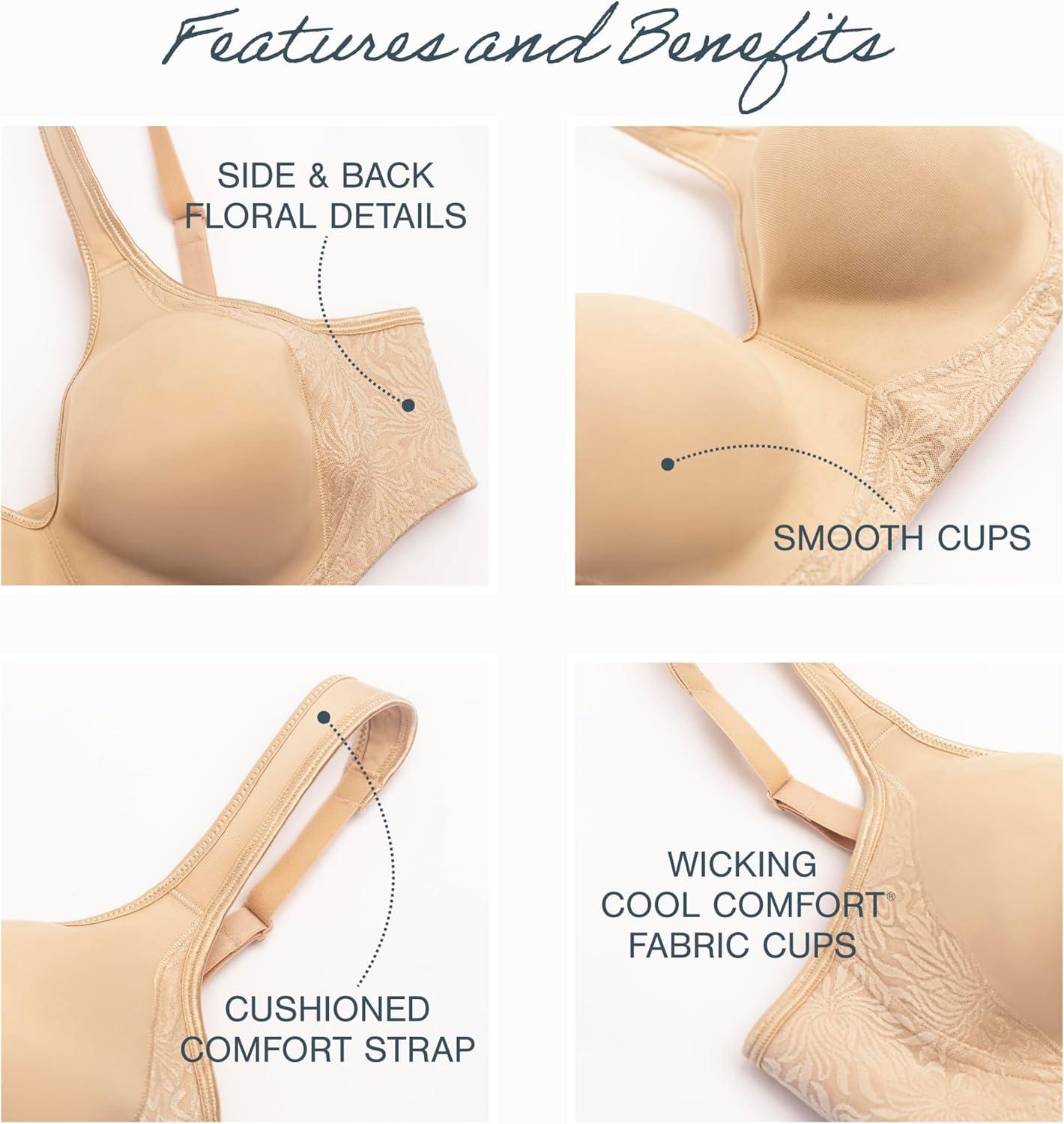 imagePlaytex Womens 18 Hour Side ampamp Back Smoothing Cooling Wireless TShirt Bra with 4Way TruSUPPORTNude