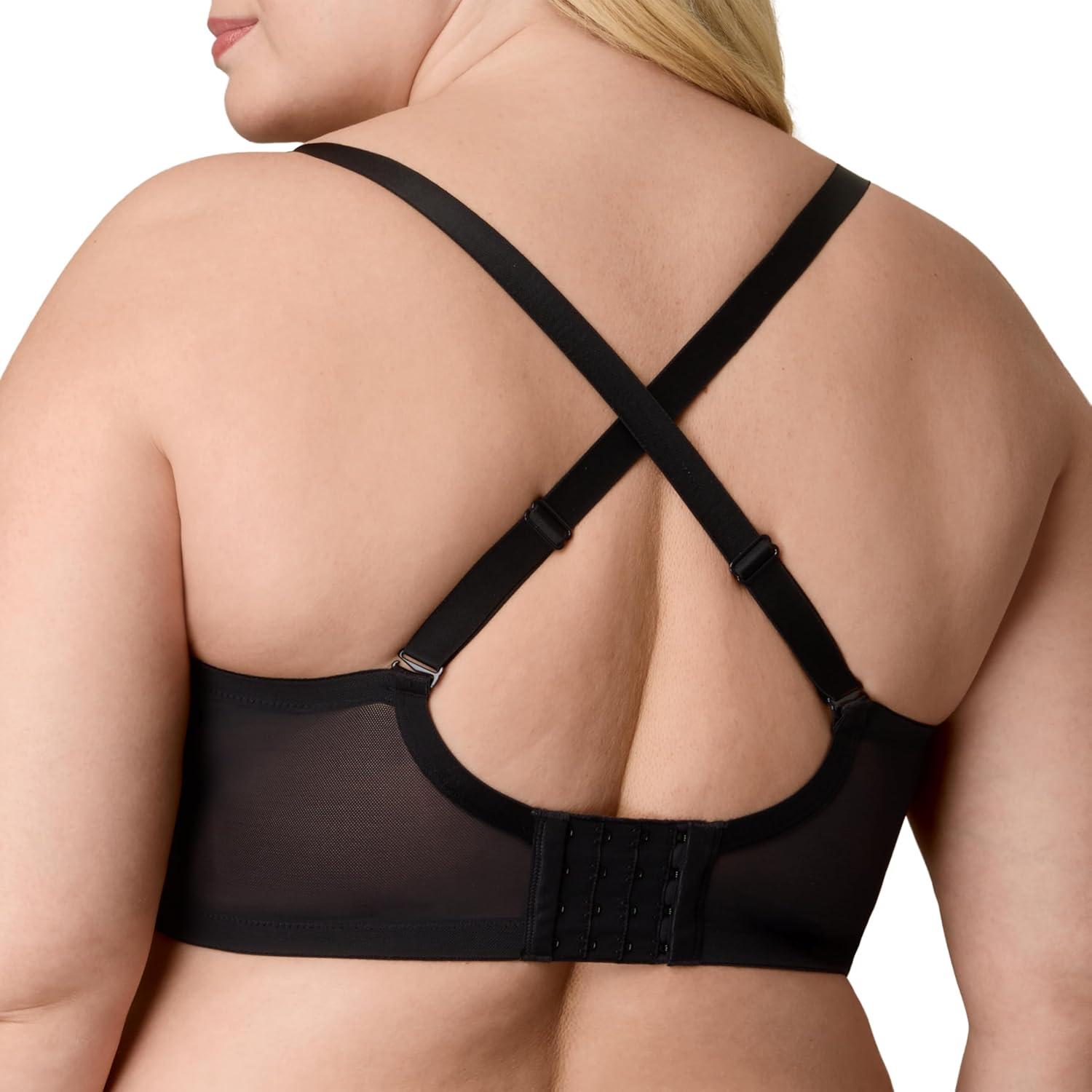 imagePlaytex Womens Balconette Underwire Bra PlusSize Bras Available Full Coverage Convertible Straps Lace 4800Dressed in BlackAlmond