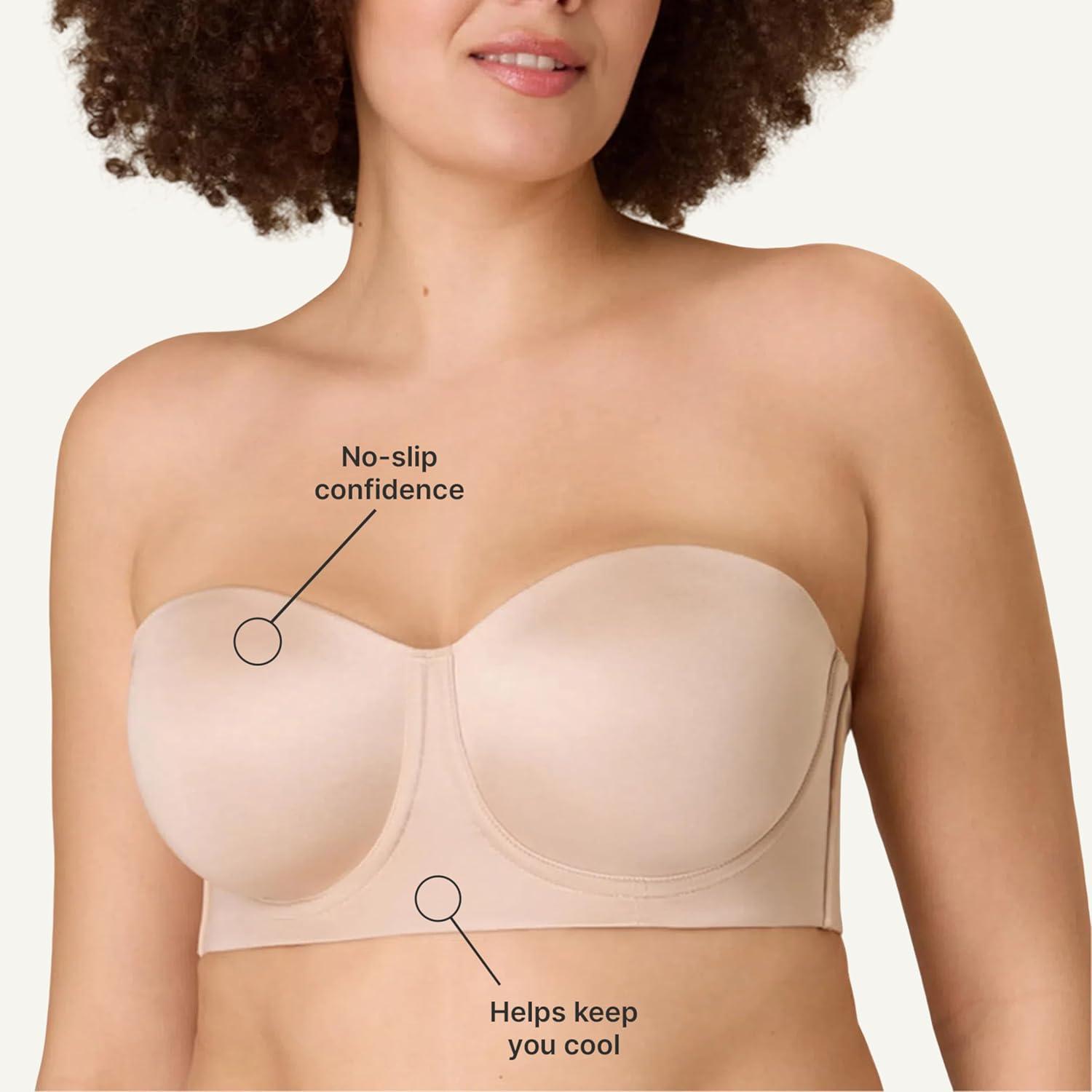 imagePlaytex Womens Strapless Bra PlusSize Bras Available Convertible Straps MoistureWicking 4801Almond