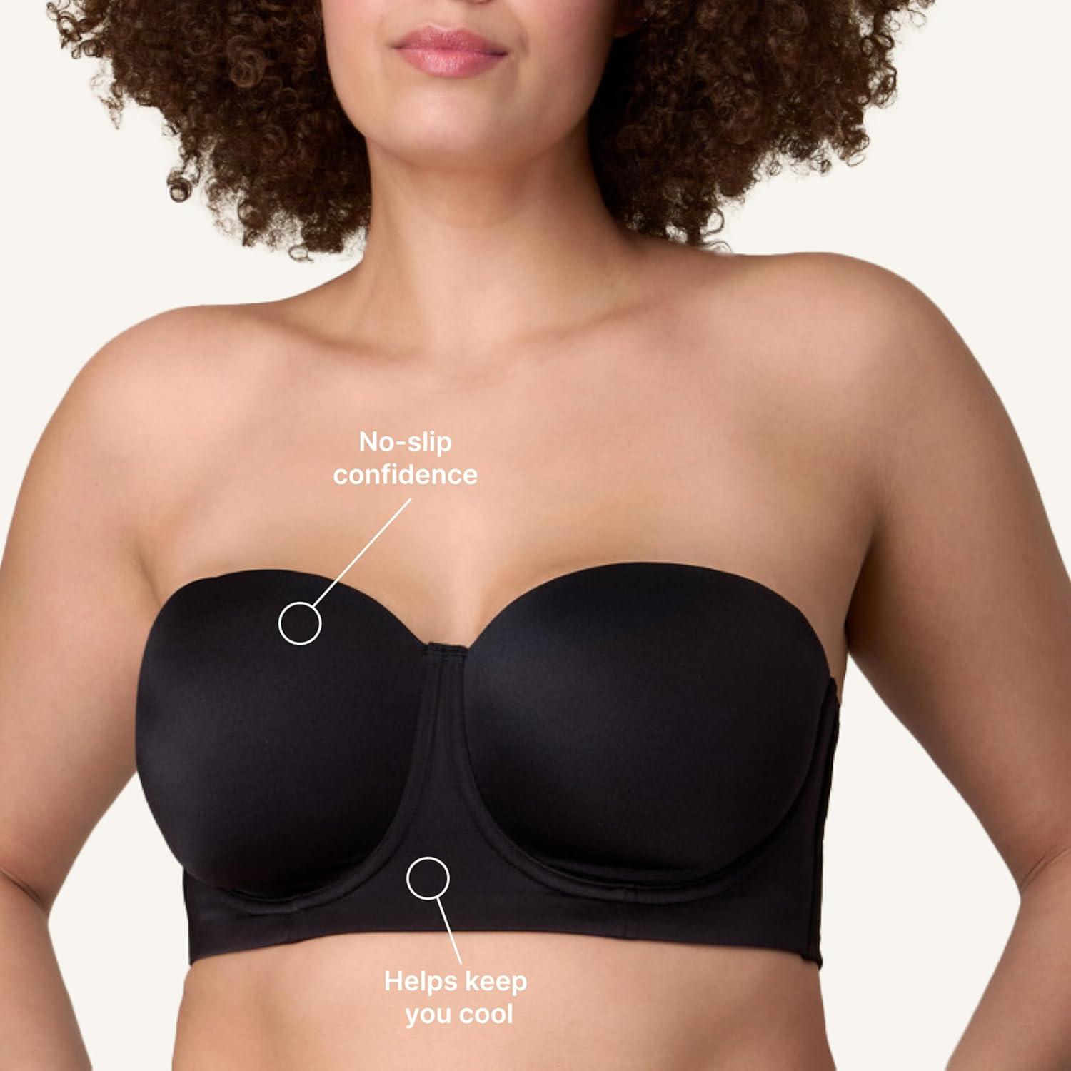 imagePlaytex Womens Strapless Bra PlusSize Bras Available Convertible Straps MoistureWicking 4801Dressed in Black