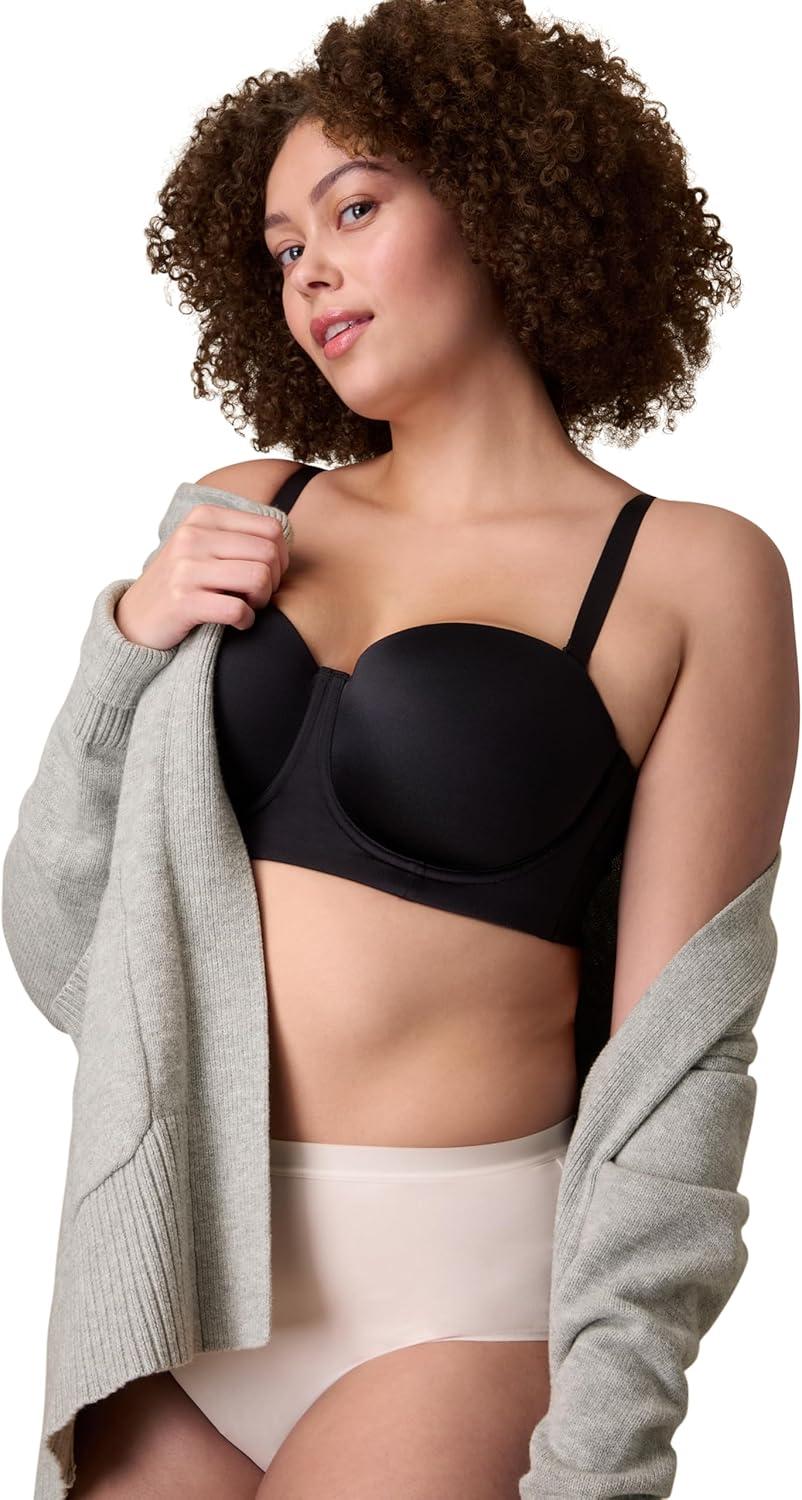 imagePlaytex Womens Strapless Bra PlusSize Bras Available Convertible Straps MoistureWicking 4801Dressed in Black
