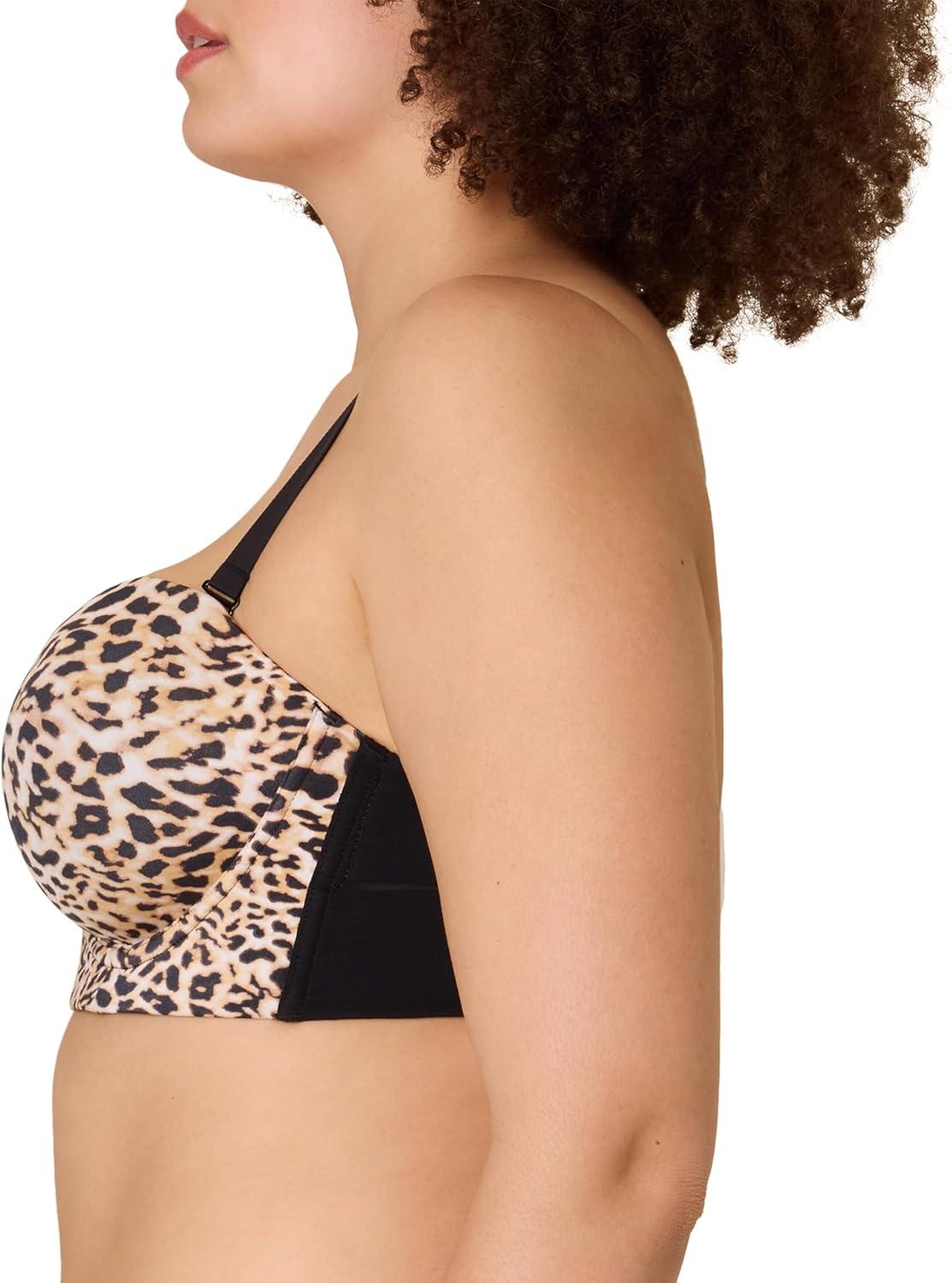 imagePlaytex Womens Strapless Bra PlusSize Bras Available Convertible Straps MoistureWicking 4801Heirloom White Leo Print