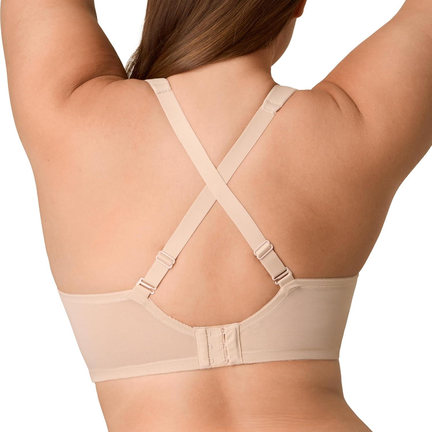 imagePlaytex Womens Underwire Bra Dreamwire PlusSize Bras Available Convertible Straps MoistureWicking 4810Almond
