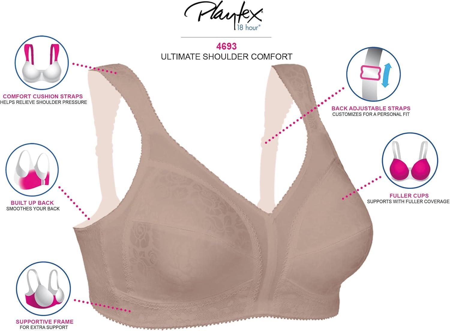 imagePlaytex Womens Wireless Bra 18 Hour PlusSize Bras Available Full Coverage Smoothing 4693 Single or 2PackBasic Signature Berry