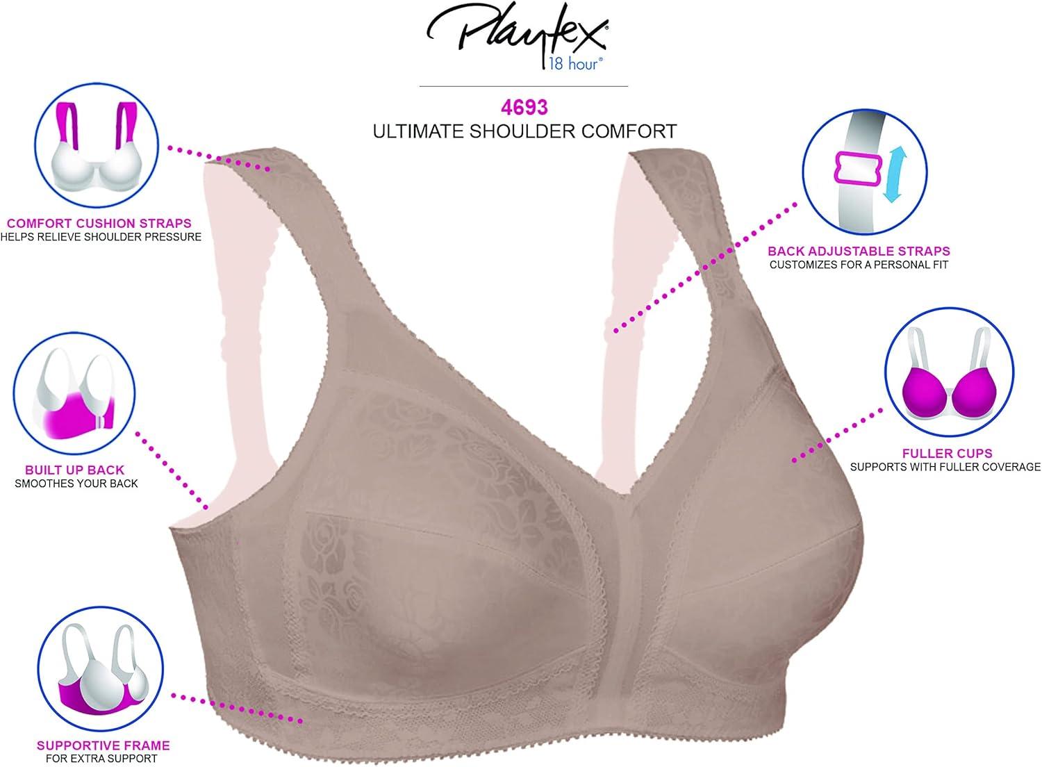 imagePlaytex Womens Wireless Bra 18 Hour PlusSize Bras Available Full Coverage Smoothing 4693 Single or 2PackNew Signature Berry