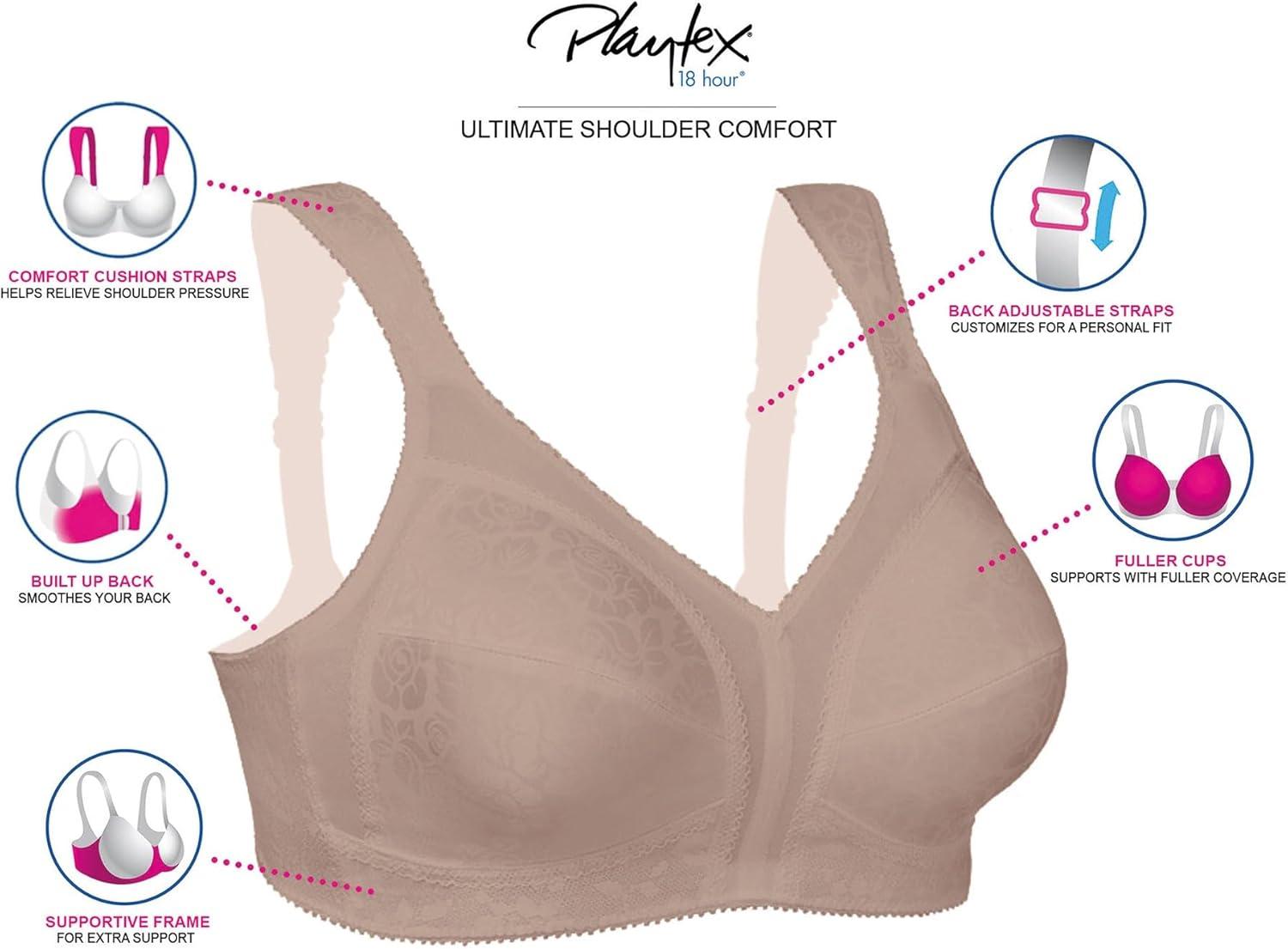 imagePlaytex Womens Wireless Bra 18 Hour PlusSize Bras Available Full Coverage Smoothing 4693 Single or 2PackSoft Bluegrey