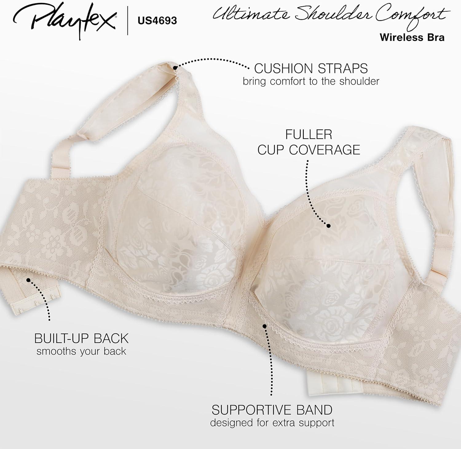 imagePlaytex Womens Wireless Bra 18 Hour PlusSize Bras Available Full Coverage Smoothing 4693 Single or 2PackSparrow Brown