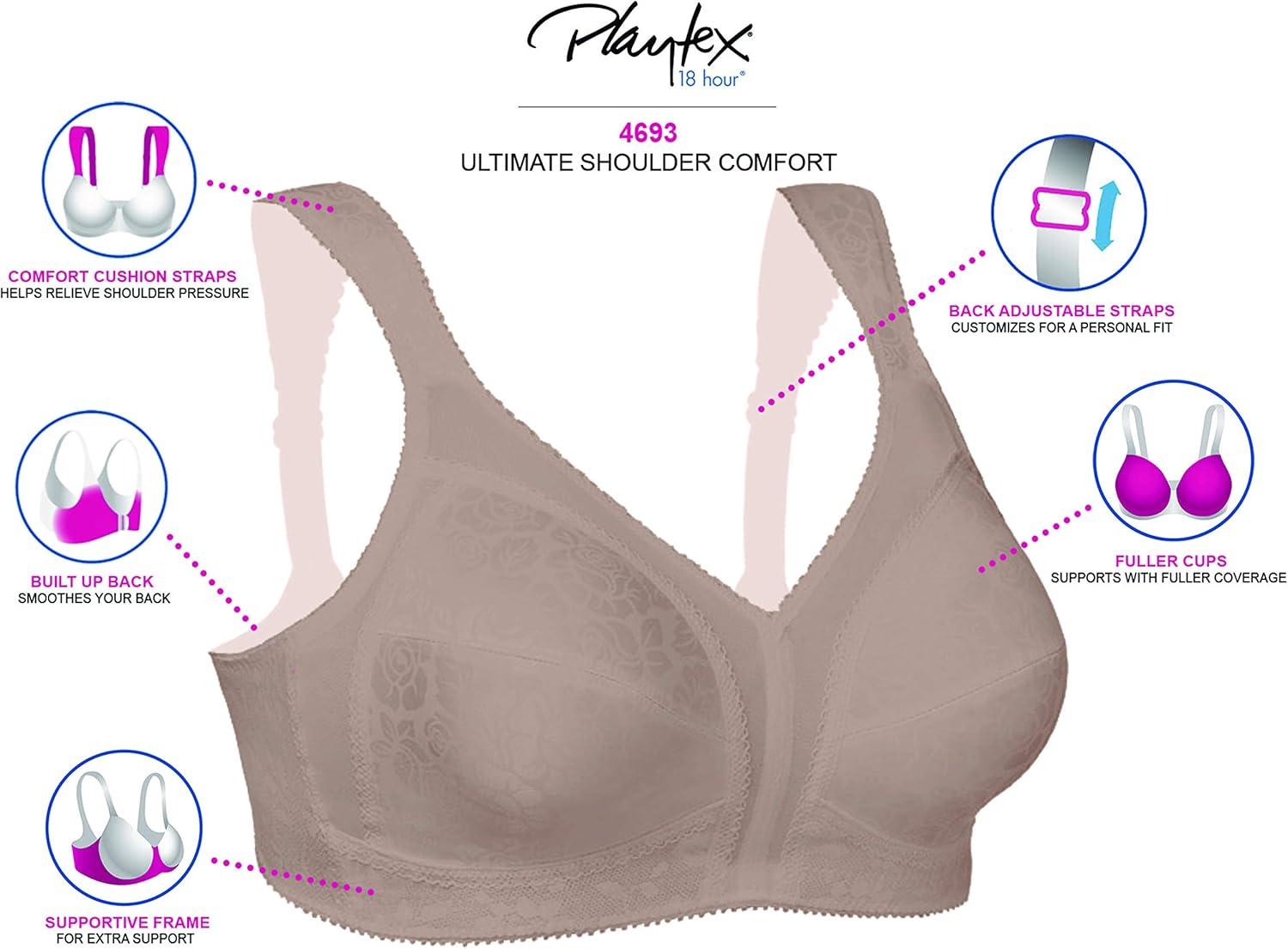imagePlaytex Womens Wireless Bra 18 Hour PlusSize Bras Available Full Coverage Smoothing 4693 Single or 2PackToffeeToffee 2pack