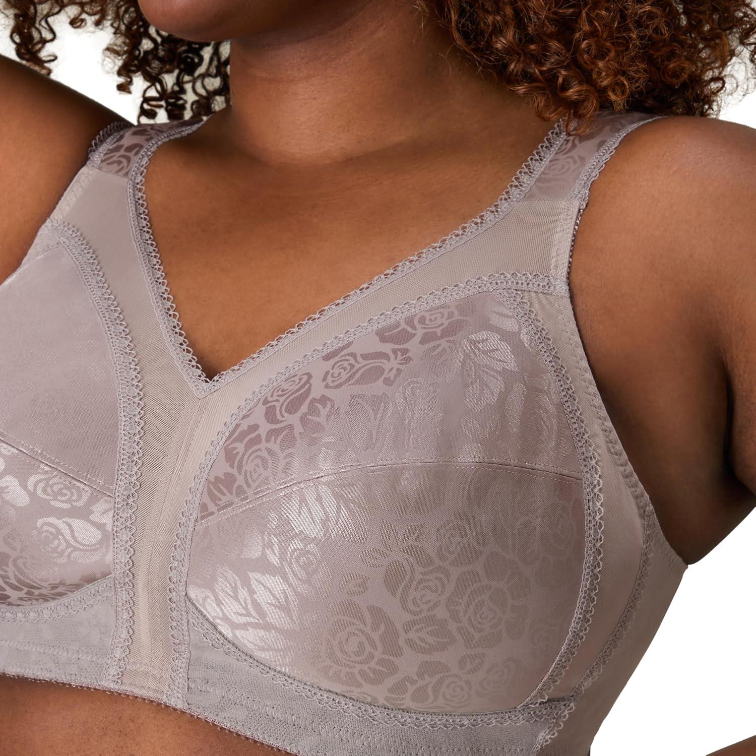 imagePlaytex Womens Wireless Bra 18 Hour PlusSize Bras Available Full Coverage Smoothing 4693 Single or 2PackWarm Steel