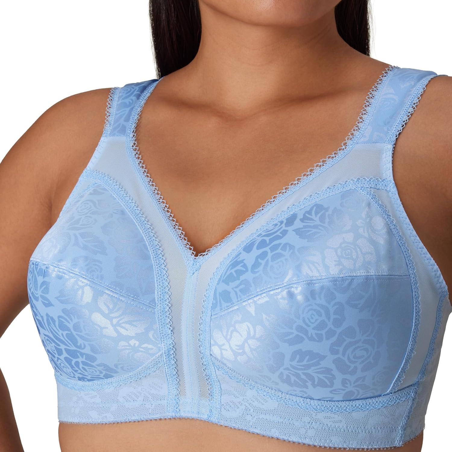 imagePlaytex Womens Wireless Bra 18 Hour PlusSize Bras Available Full Coverage Smoothing 4693 Single or 2PackZen Blue