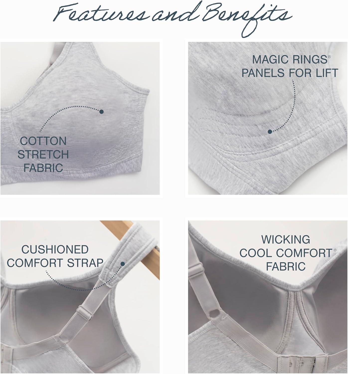 imagePlaytex Womens Wireless Bra 18 Hour PlusSize TShirt Bras Available Ultimate Lift MoistureWicking 474cGrey Heather Cotton