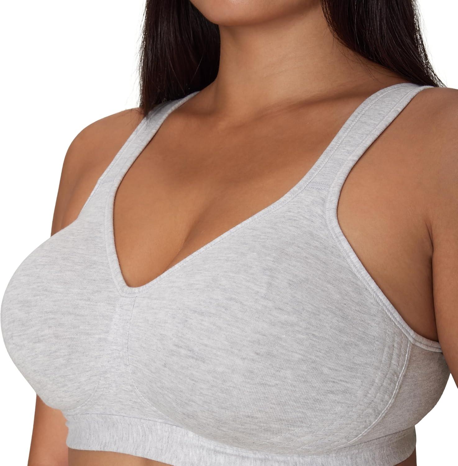 imagePlaytex Womens Wireless Bra 18 Hour PlusSize TShirt Bras Available Ultimate Lift MoistureWicking 474cGrey Heather Cotton