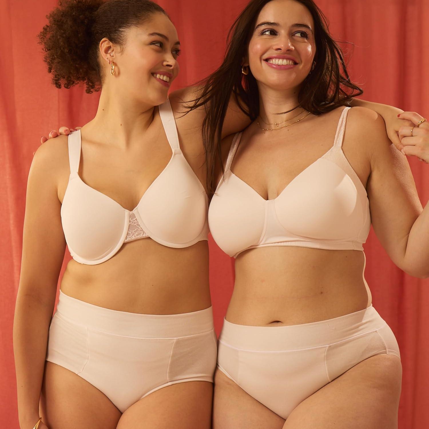 imagePlaytex Womens Wireless Bra PlusSize TShirt Bras Available Full Coverage MoistureWicking 4750Almond