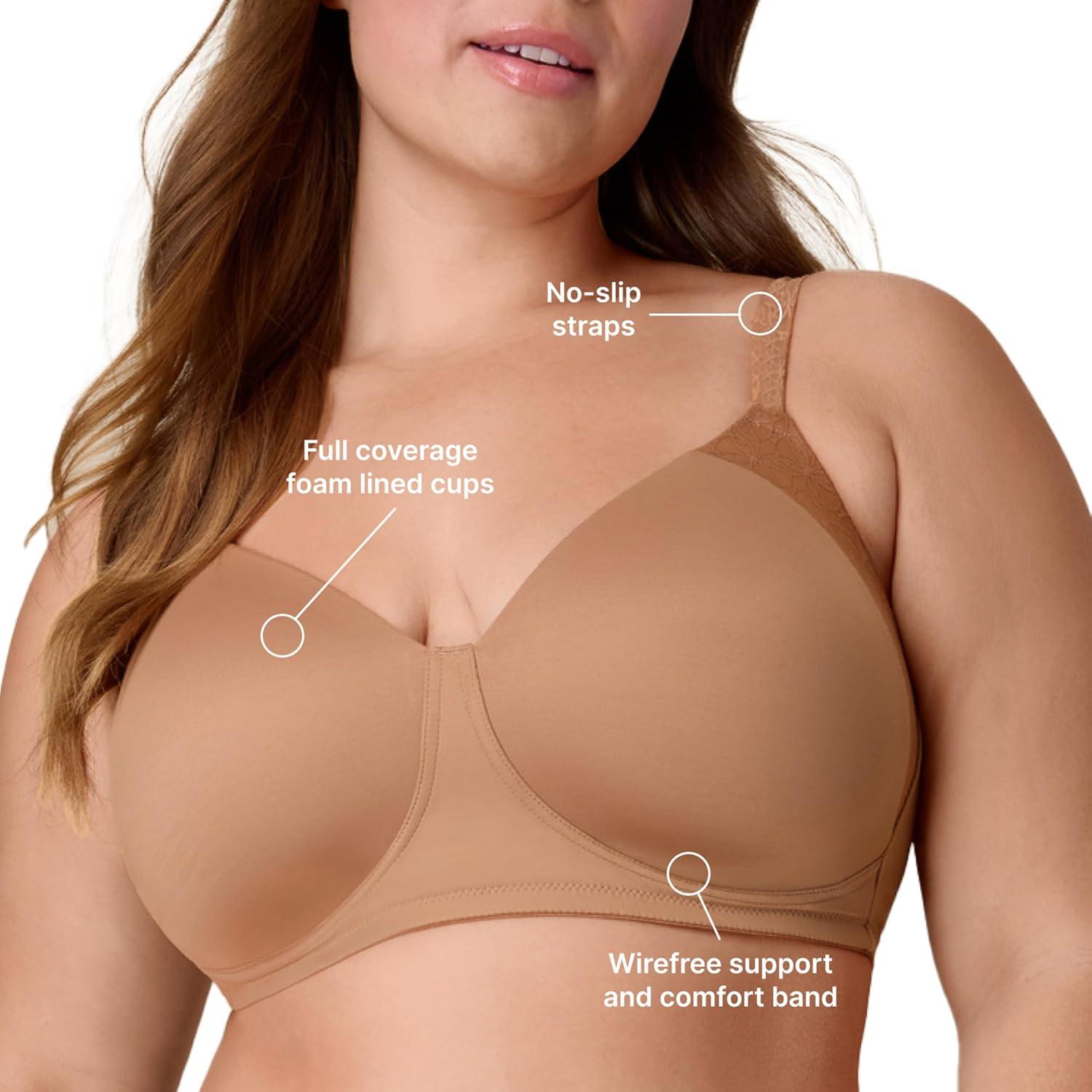 imagePlaytex Womens Wireless Bra PlusSize TShirt Bras Available Full Coverage MoistureWicking 4750Dark Iced Brown