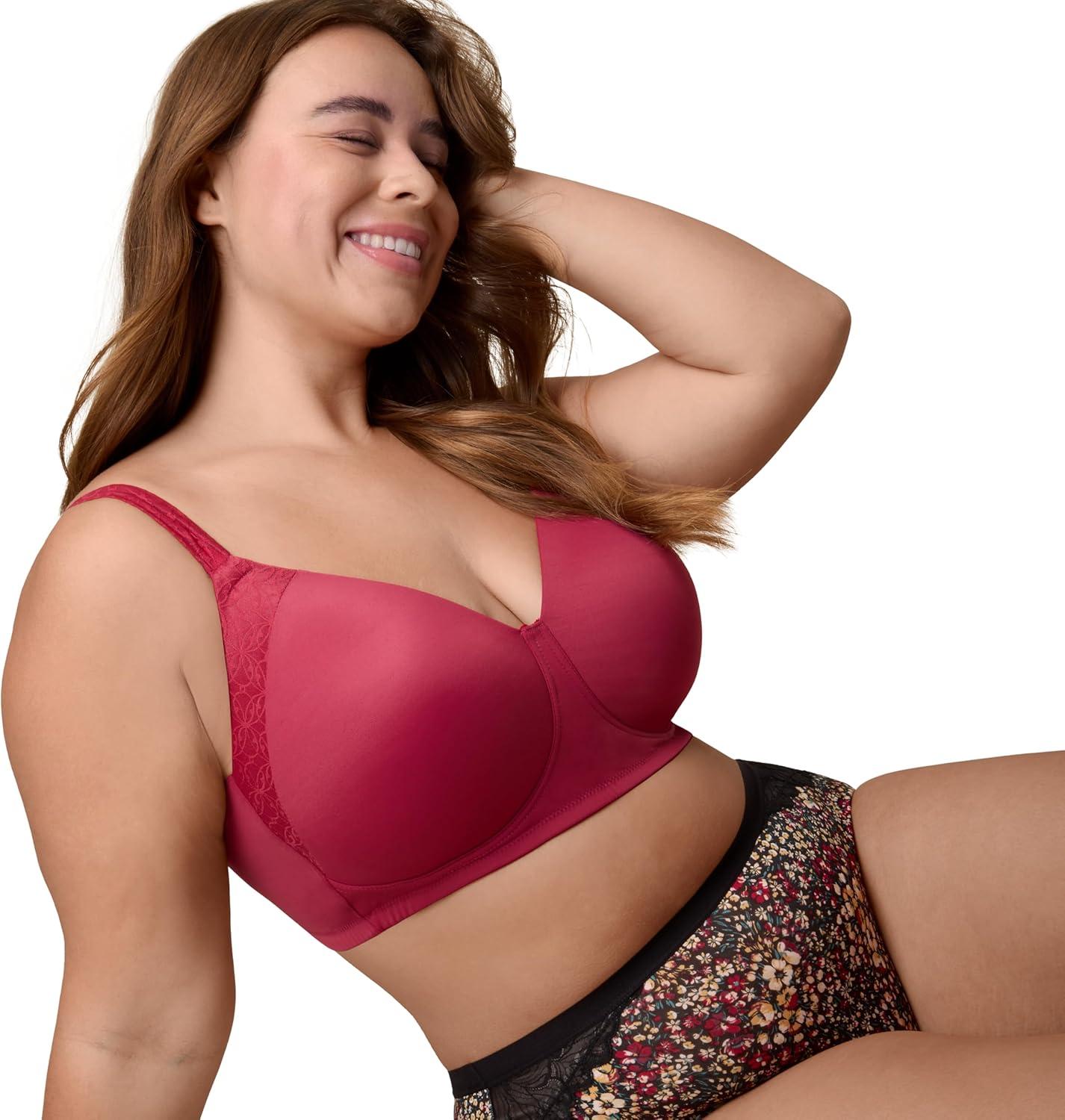 imagePlaytex Womens Wireless Bra PlusSize TShirt Bras Available Full Coverage MoistureWicking 4750Digital Rose