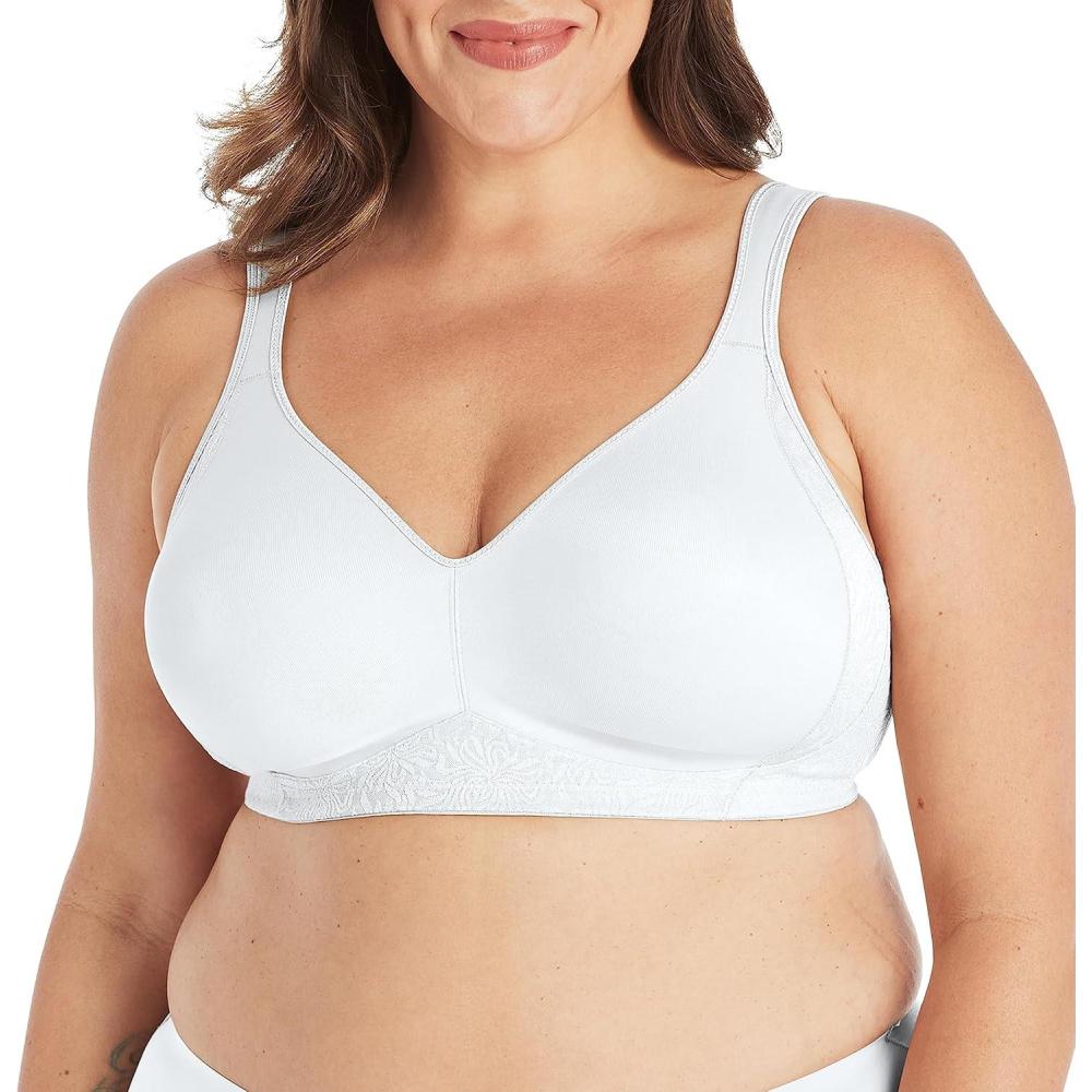 imagePlaytex Womens 18 Hour Side ampamp Back Smoothing Cooling Wireless TShirt Bra with 4Way TruSUPPORTWhite