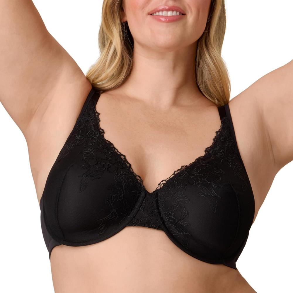 imagePlaytex Womens Underwire Bra PlusSize Bras Available Full Coverage Convertible Supportive Lace 4805Dressed in Black