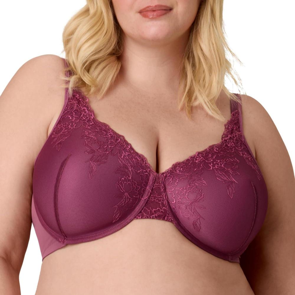 imagePlaytex Womens Underwire Bra PlusSize Bras Available Full Coverage Convertible Supportive Lace 4805Plum Dandy