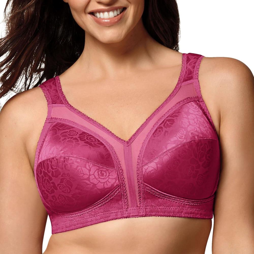 imagePlaytex Womens Wireless Bra 18 Hour PlusSize Bras Available Full Coverage Smoothing 4693 Single or 2PackBasic Signature Berry