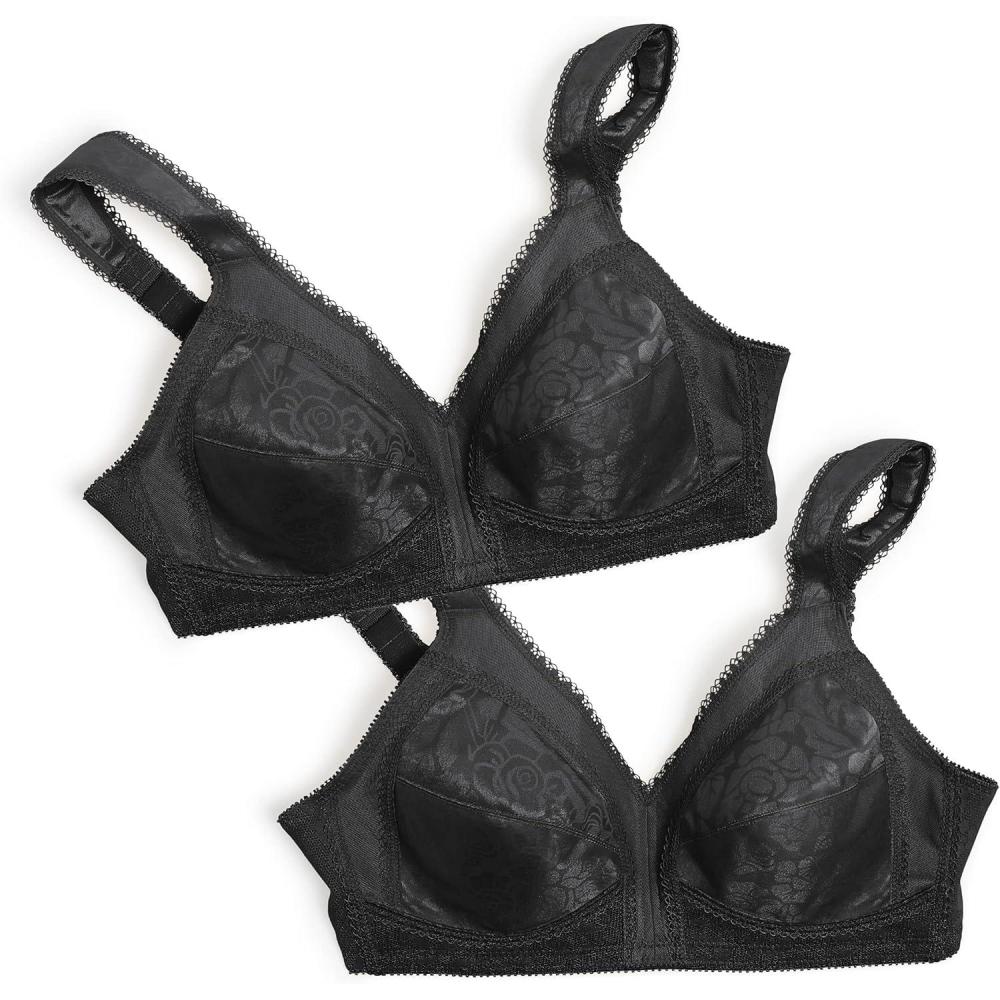 imagePlaytex Womens Wireless Bra 18 Hour PlusSize Bras Available Full Coverage Smoothing 4693 Single or 2PackBlackBlack 2pack