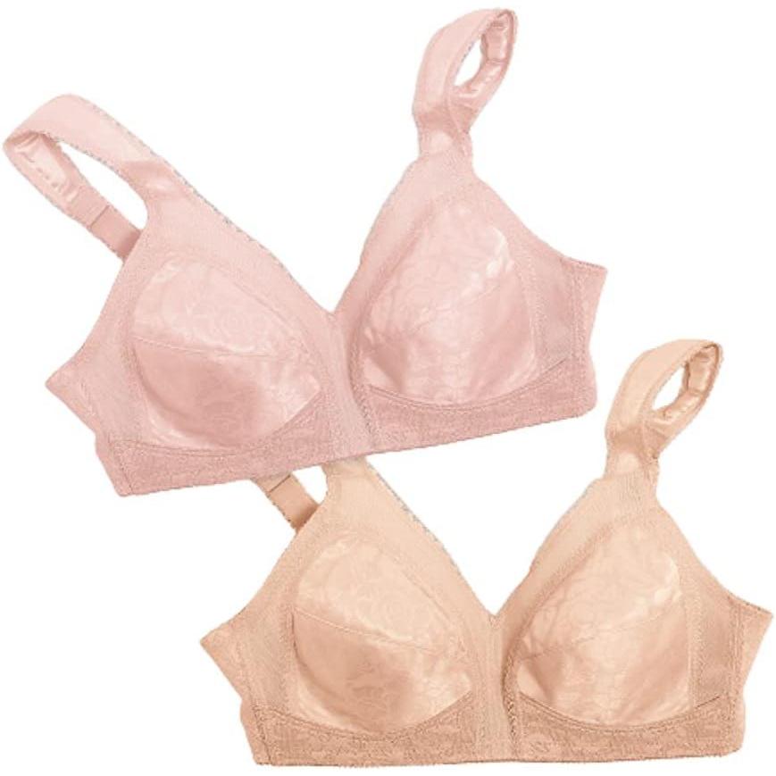 imagePlaytex Womens Wireless Bra 18 Hour PlusSize Bras Available Full Coverage Smoothing 4693 Single or 2PackPretty BlushCafe Au Lait 2pack