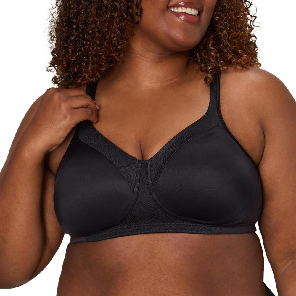 imagePlaytex Womens Wireless Bra 18 Hour TShirt Bras Available MoistureWicking Full Coverage SmoothingBlack