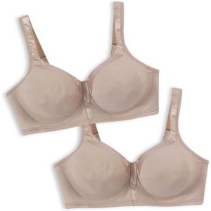 PLAYTEX Women’s 18 Hour Silky Soft Wireless Bra, Smoothing Full-Coverage T-Shirt Bra, Single and 2-Pack(2 Pack – Nude)