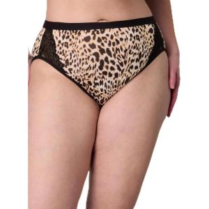PLAYTEX Women’s Microfiber Underwear w/High Cut, 3-Pack, Plus Size Panties Available, Cool Comfort, Stay-Put Design(Heirloom White Leo Print/Dressed in Black/Dressed in Black)