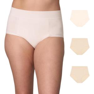 PLAYTEX Women’s Underwear with Tummy Control, 3-Pack, Cotton Stretch, Plus Size Panties Available, Smoothing, Wicking(Heirloom White/Almond/Almond)