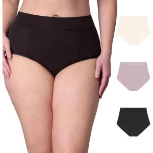 PLAYTEX Women’s Underwear with Tummy Control, 3-Pack, Cotton Stretch, Plus Size Panties Available, Smoothing, Wicking(Vintage Mauve/Dressed in Black/Heirloom White Mini Dot)