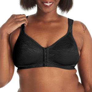 PLAYTEX Women’s Wireless Bra, 18 Hour Plus-Size Bras Available, Front Close, Extra Back Support, E525, Single or 2-Pack(Black)