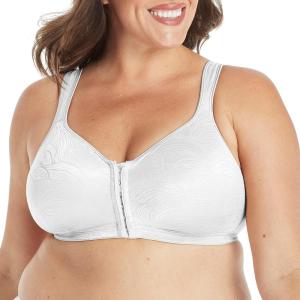 PLAYTEX Women’s Wireless Bra, 18 Hour Plus-Size Bras Available, Front Close, Extra Back Support, E525, Single or 2-Pack(White)