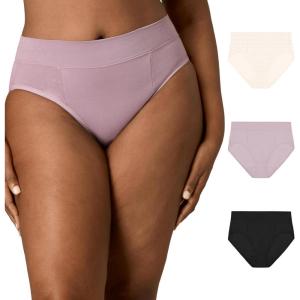 PLAYTEX womens High-cut Brief Underwear Pack, Plus-size Underwear Available, Tummy Smoothing, 3-pack(Vintage Mauve/Dressed in Black/Heirloom White Mini Dot)