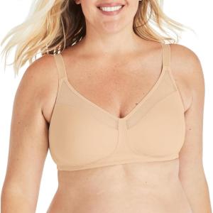 Playtex Women’s 18 Hour Minimizer Smoothing Full-Coverage Wireless T-Shirt Bra with Mesh Trim(Nude)