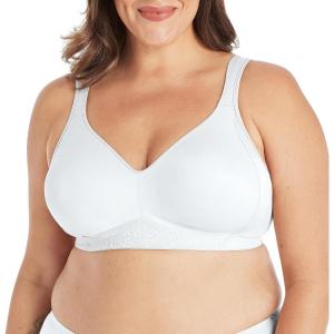 Playtex Women’s 18 Hour Side & Back Smoothing Cooling Wireless T-Shirt Bra with 4-Way TruSUPPORT(White)