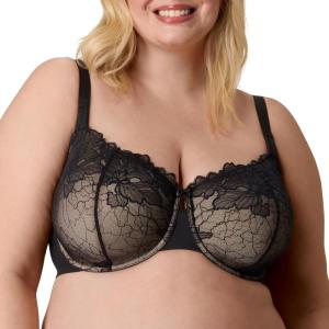 Playtex Womens Balconette Underwire Bra, Plus-Size Bras Available, Full Coverage, Convertible Straps, Lace, 4800(Dressed in Black/Almond)
