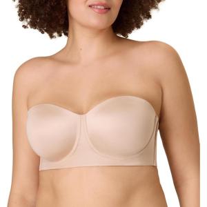 Playtex Womens Strapless Bra, Plus-Size Bras Available, Convertible Straps, Moisture-Wicking, 4801(Almond)